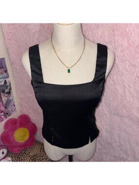Y2K Black satin top